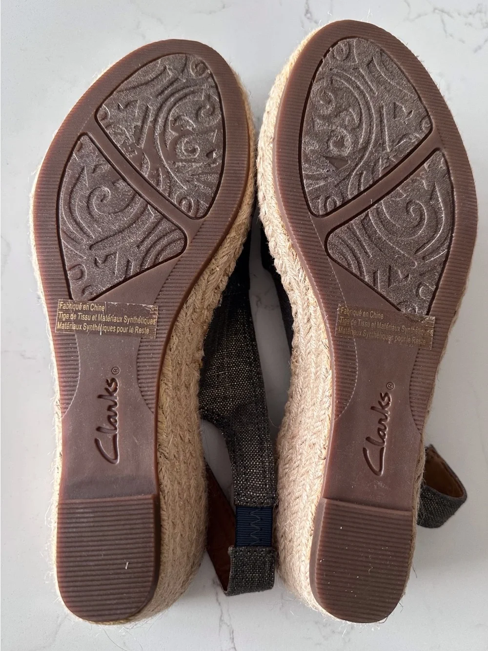 Clarks Gray Open-Toe Slingback Espadrilles